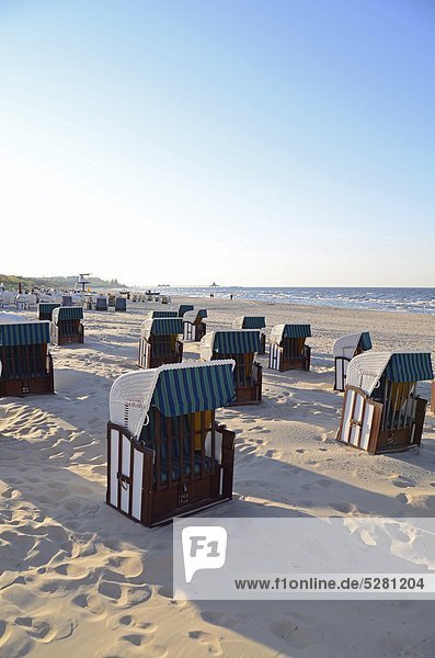 Beach chairs on the beach of Heringsdorf  Usedom  Mecklenburg-Vorpommern  Germany
