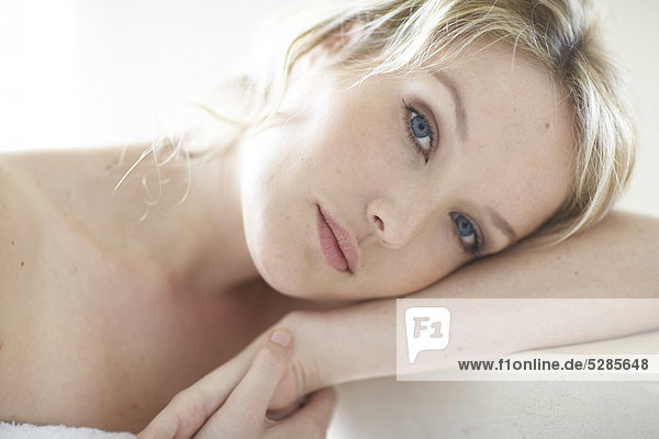 Close up of natural woman