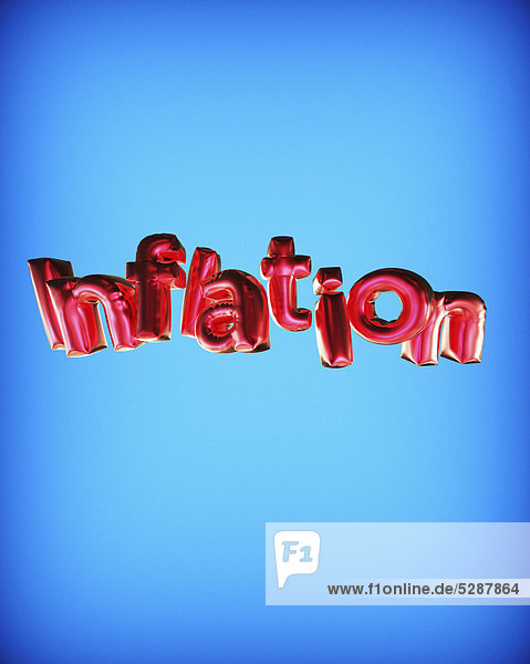 Luftballons bilden das Wort Inflation