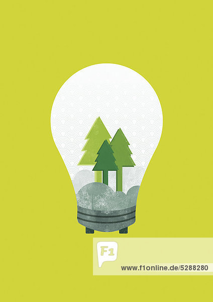 Trees inside light bulb