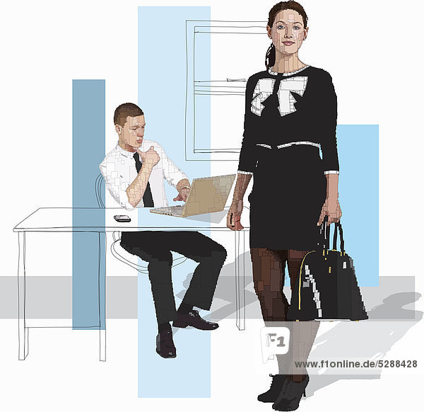 Young businessman and businesswoman in office