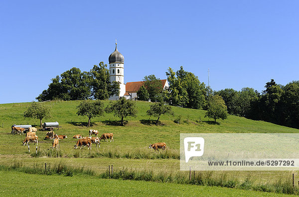 Church of St. Johann Baptist  Holzhausen  Muensing community on Lake Starnberg  Bavaria  Germany  Europe  PublicGround