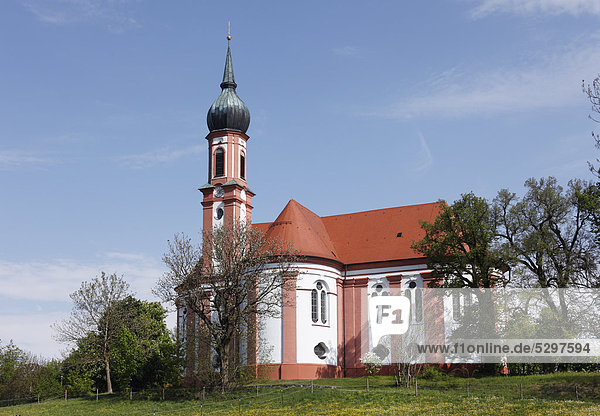 Pilgrimage Church of Our Sorrowful Mother  Vilgertshofen  Pfaffenwinkel  Upper Bavaria  Bavaria  Germany  Europe