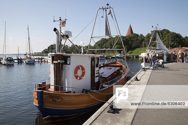 Fishing boat in the harbour  Baltic Sea resort town of Kirchdorf  Poel Island  Mecklenburg-Western Pomerania  Germany  Europe