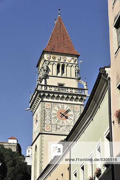 Rathausturm Altes Rathaus  Passau  Bayern  Deutschland  Europa