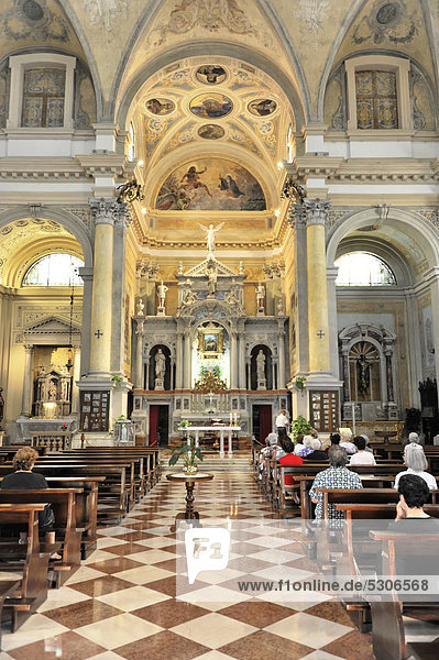 Interior view  nave and altar area  Basilica di San Giacomo  built in 1742  Chioggia  Venice  Veneto  Italy  Europe