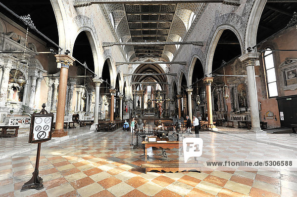 Interior view  Chiesa di Santo Stefano church  founded in 1294  Venice  Veneto region  Italy  Europe