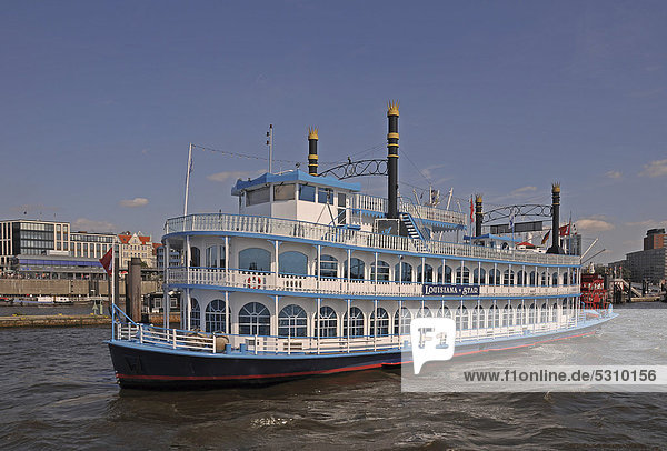 Paddle steamer in the port of Hamburg  Hamburg  Germany  Europe