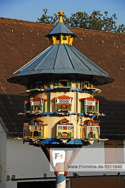 Handgemachtes Taubenhaus auf einem Bauernhof, Rosenbach, Mittelfranken