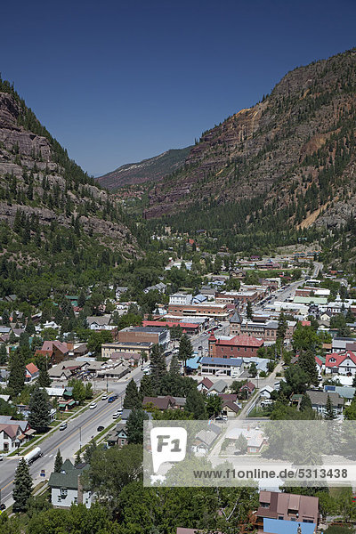 Ouray  die ehemalige Bergbaustadt lebt heute vom Tourismus  San-Juan-Gebirge  Ouray  Colorado  USA
