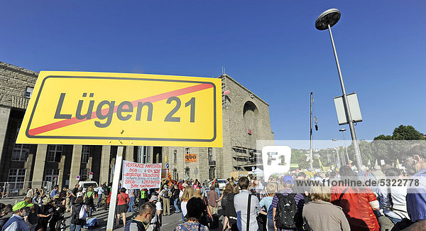 85th Monday demonstration against the Stuttgart 21 railway construction project few days after a public debate regarding the Stuttgart 21 stress test Stuttgart Baden-Wuerttemberg Germany Europe