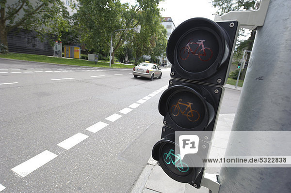 A green bike traffic light Stuttgart Baden-Wuerttemberg Germany Europe