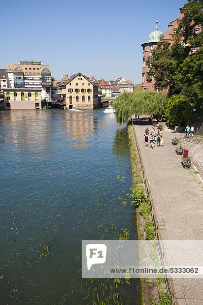 River Ill entrance to the tanners' quarter and Petit France Strasbourg Alsace France Europe