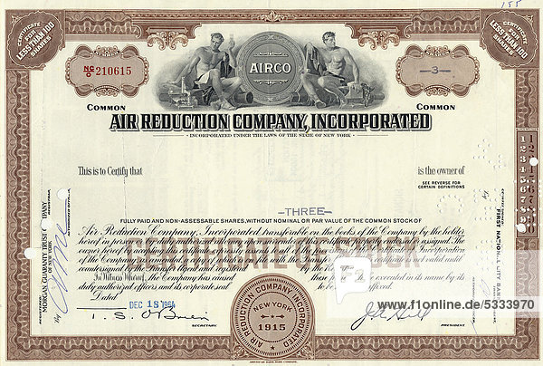 Historical share  Air Reduction Company  1964  New York  USA