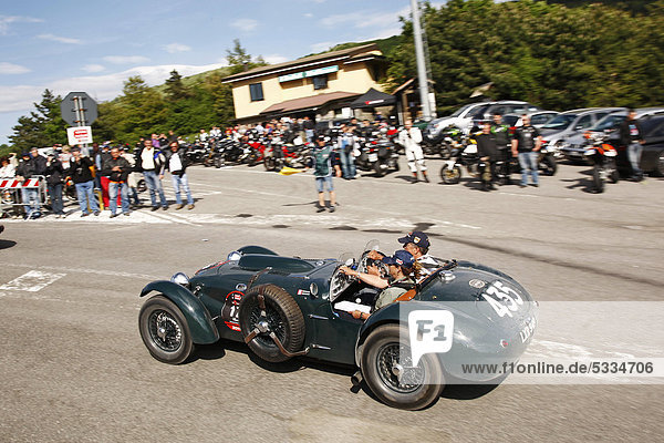 Vintage car  Allard J2  built in 1951  Mille Miglia 2011  Passo della Raticosa  Tuscany  Italy  Europe