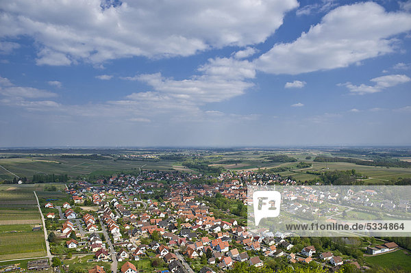 Blick von Burg Landeck auf Klingenmünster  Deutsche Weinstraße  Pfalz  Rheinland-Pfalz  Deutschland  Europa
