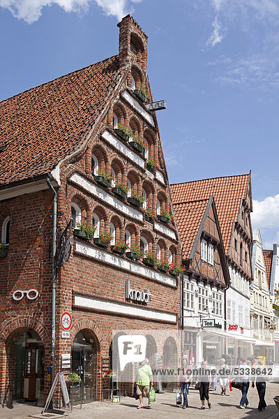 Grapengiesserstrasse  a street in the historic town centre  Lueneburg  Lower Saxony  Germany  Europe  PublicGround