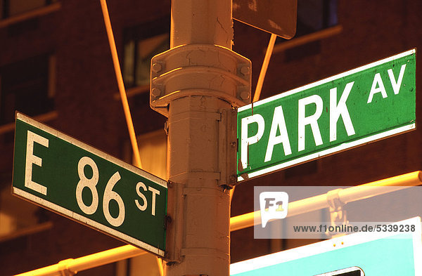 Park Avenue  Straßenschild  New York City  New York  USA