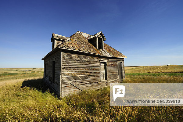 Dilapidated house in the prairie  Saskatchewan  Canada