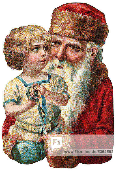 Santa Claus and little child  historical illustration
