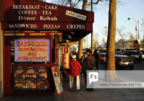 Fast Food Straßenrestaurant  Paris  Frankreich  Europa  ÖffentlicherGrund