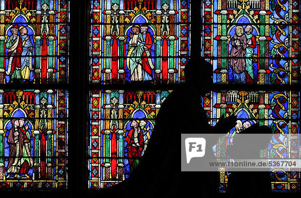 Kirchenfenster im Chorraum  Chapelle Notre-Dame des Sept Douleurs  Kathedrale Notre-Dame de Paris  Ile de la CitÈ  Paris  Frankreich  Europa
