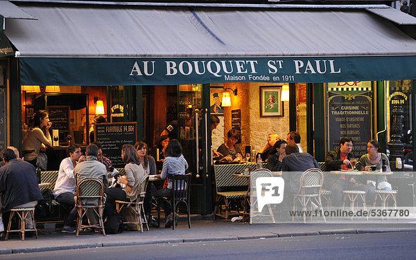 Restaurant Au Bouquet St. Paul  jüdisches Viertel Le Marais  Village St. Paul  Paris  Frankreich  Europa  ÖffentlicherGrund