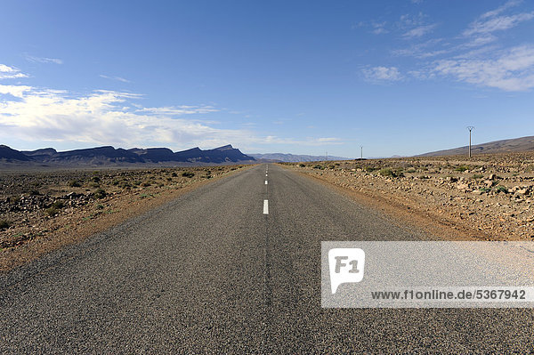 Straße der Kasbahs  Wüste  Geröllwüste  Hammada  Südmarokko  Marokko  Maghreb  Nordafrika  Afrika