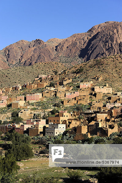 Nordafrika Tal Dorf Afrika Marokko