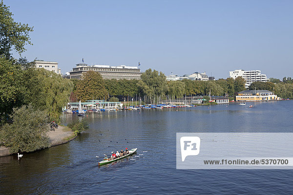 Aussenalster or Outer Alster Lake  Hamburg  Germany  Europe