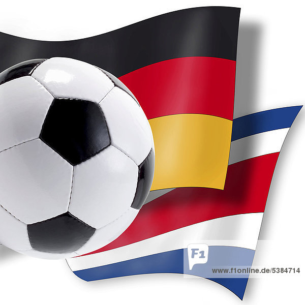 Football with German and Costa Rican flags  symbol for opening game of the 2006 FIFA World Cup