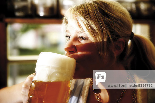 Waitress with beer stein
