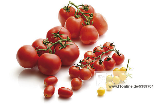 Tomatensorten: Strauchtomaten  Romatomaten  Flaschentomaten  rote und gelbe Cocktailtomaten