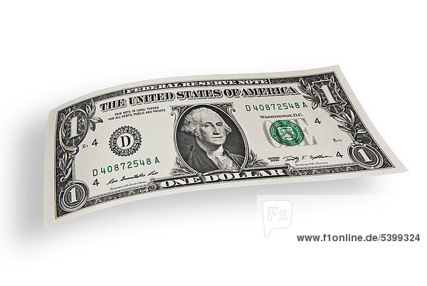 1 US Dollar Banknote  Dollarschein  Ein-Dollarschein  Dollar in der Schwebe