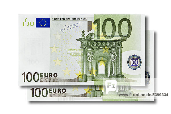 Zwei 100-Euro-Banknoten  zweihundert Euro