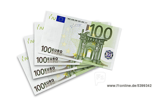 Vier 100-Euro-Banknoten  vierhundert Euro