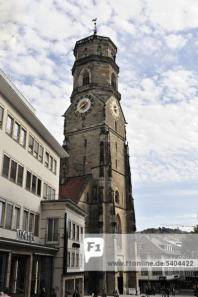 Spire of Stiftskirche  Collegiate Church  Stuttgart  Baden-Wuerttemberg  Germany  Europe