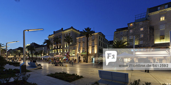 Riva waterside promenade at the harbour of Split  central Dalmatia  Adriatic coast  Croatia  Europe  PublicGround