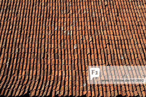 Alte Dachziegel auf einem Bauernhaus  Königsberg in Unterfranken  Bayern  Deutschland  Europa