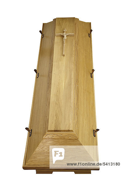 Crucifix on a wooden coffin