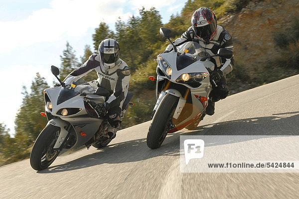 Two Yamaha YZF R1 motorcycles