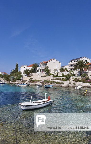 Village of Rogoznica with harbour and bay  central Dalmatia  Dalmatia  Adriatic coast  Croatia  Europe
