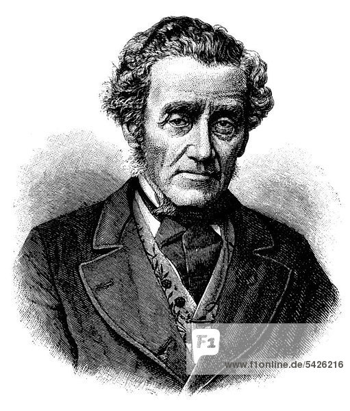 Gustav Albert Werner  1809 - 1887  evangelischer Pfarrer und Gründer der Gustav-Werner-Stiftung  Holzschnitt  1880