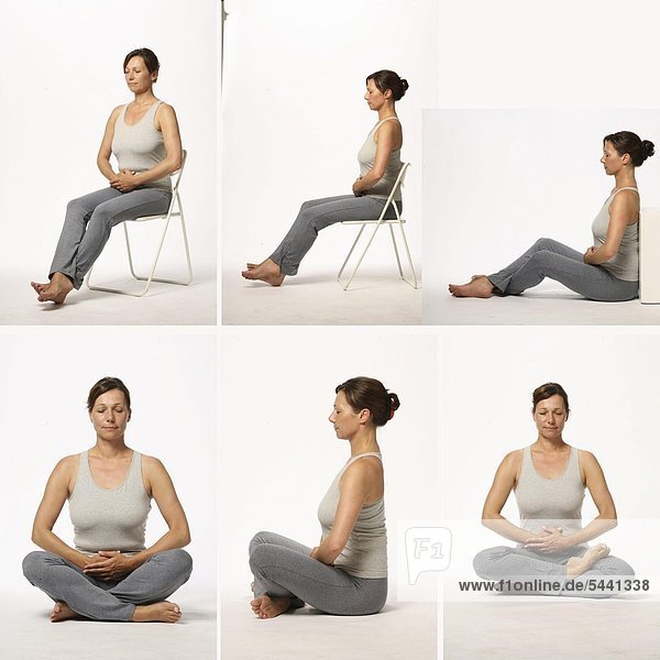 Chan Mi Qi Gong - inner harmony through an invigorated back -picture serie - exercise : peace of mind by sitting - Zuo Chan   Xiu Lian - yoga seat lotus sitting