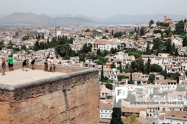Panorama  Ansicht  Alhambra  Andalusien  Granada  Viertel Menge  Spanien
