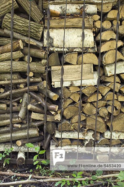 Eine Fülle von gehacktem Brennholz