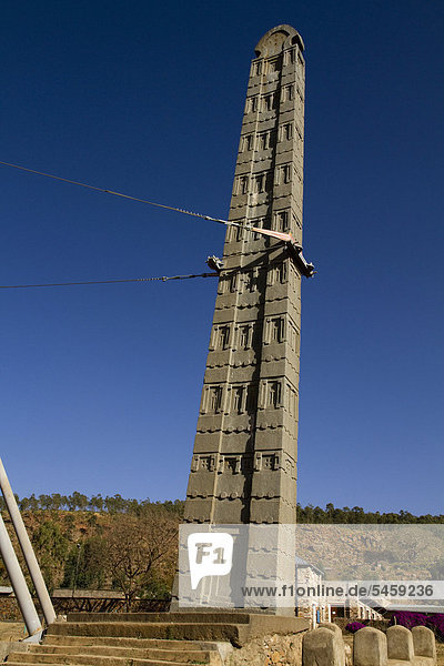 Rom-Stele oder Aksum-Obelisk  im wichtigsten Stelenfeld von Aksum  Äthiopien  Afrika