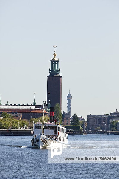 A ship in front of Stockholm city hall