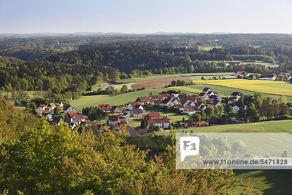 Plankenfels, Blick vom Plankenstein, Wiesenttal, Fränkische Schweiz, Oberfranken, Franken, Bayern, Deutschland, Europa