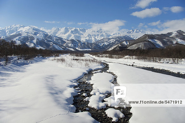 Winterlandschaft Hakuba Nagano Japan Asien